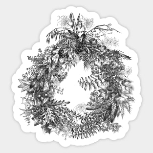 Wreath Vintage Floral Illustration Sticker